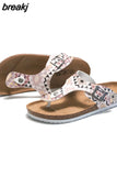 Summer Print Cork Slipper New Fashion Women Casual Beach Slip on Outside Non-slip Slides
