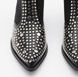 style square rivets ankle boots for women pointed toe Western cowboy decoration winter boots studs Autumn botas