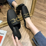 Women Summer Flip Flops Chain Square Toe Slippers Sandals Shoes Woman Casual Slides Mules Babouche Slippers Shoes