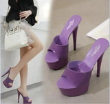 Color Woman Wedding Shoes Sandals 2023Nightclub Sexy High-heeled 15cm Shoes Slippers Heels Waterproof Sandal Summer