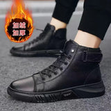 Men Genuine Cow Boots Leather Winter Ankle Boots for Men Men Winter Wootten Brand Men's Winter Boots Mid-heel Pointed