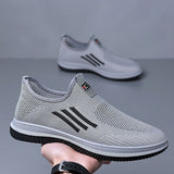 Mesh Breathable Loafers Fashion Casual Men's Sneakers Comfortable Walking Shoes Slip-on Thick Bottom Work Shoes 2023