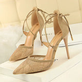 Breakj Sexy Heels Mesh Lace Cut Out