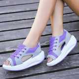 Breakj Fish Mouth Thick Soles High Rocking Shoes Sandals Korean Version Of Casual Pine Women's Shoes Fashion Sports Casual Net Cloth