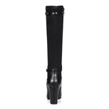 new arrivals large size 33-43 chunky high heels knee high boots woman shoes dropship black brown shoes woman