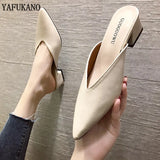New Summer Slippers Slip On 5 CM Square heel Shoes High heels Women Pumps Slides