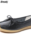 Women Flats Summer Women Genuine Leather Shoes With Low Heels Slip On Casual Flat Shoes Women Loafers Soft Nurse Ballerina