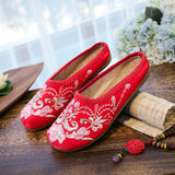 Breakj Single Slippers / Cotton Slippers Linen Tassel Embroidered Round Head Flat Cloth Shoes Sandals Embroidered Women's