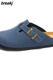 2023 New Outside Buckle Cork Slipper Casual Men Solid Color Beach Non-slip Closed Toe