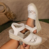 Women Wedge Heel Espadrilles Toe Slingback Platform Shoes Braided Espadrille Ankle Strap High Heeled Sandals Plus Size