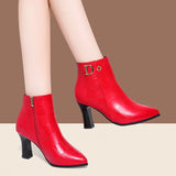 34-40 Size Spring Autumn Stiletto Thin Low Heels Pointed Toe Sexy Ankle Women Boots Wedding Shoes Woman Boots for