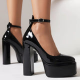 Pumps Chunky Heel Ankle Strap Shoes 2023 Spring Summer Fashion Sexy Mary Janes Wedding Shoes Pumps Big Size