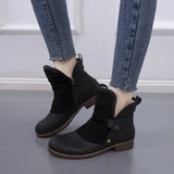 Women's Shoes Snow boots Ladies Winter Flock Warm Boots Ankle Boots Short Bootie Slip-On Square heel Outside Shoes