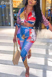 Autumn 2 Piece Sets African Sets For Women Retro Print Loose Long Shirt And Skinny Long Pants Sexy Fall Fashion