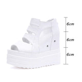 Women Sandals Buckle Design Black White Platform Sandals Comfortable Women Thick Sole Beach Shoes Heighten