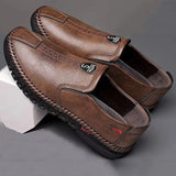 Autumn Brand Men's Casual Shoes Fashion Comfortable Leather Shoes for Men Soft Bottom Business Leather Slip-on Flat