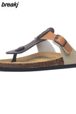 New Beach Cork Flip Flops Slippers 2023 Casual Summer Women Mixed Color Print Unisex Slip on Slides