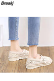 with Lace Cotton and Linen Net Upper Single Shoes, Shallow Soft Sole Hand-sewn Casual Women's Shoes,3