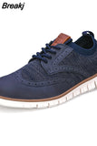 Men's Business Dress Shoes Brogue Style Men Flat Outdoor Walking Casual Shoes Breathable Woven Men's Office Shoes