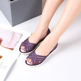 Summer Women Fashion Jelly Sandals Low Heel Peep Toe Shallow Slides Casual Beach Outdoor Female Ladies Slipper