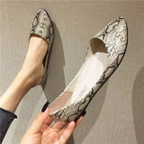 European and American style Snake Texture Plus size Pointed toe Women Single Casual Flats Dancing