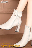 Black Thick High Heel Ankle Boots Women 2023 Pointed Toe Keep Warm Elegant Short Booties Ladies Ankle Buckle