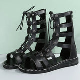 Fashion Cross Strap Summer Boots Women 2022 Open Toe Hollow Out Gladiator Shoes Woman Back Zipper Cool Boots