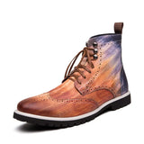 Men Boots Lace Up Versatile Non-slip Waterpoor Men Leather Shoes Round Toe Short Plush Business Boot for Men