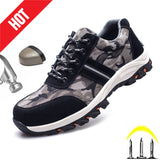 Men Safety Working Shoes Breathable Work Boots Protective Steel Toe Cap Shoes Indestructible Camouflage Shoes