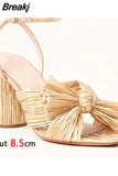 VIP 2023 Summer Woman Sandals Round Heels Super High Heel With Butterfly-knot Sweet Lady Office Shoes Plus Size