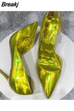 colorful women shoes 8cm 10cm 12cm high heels pointed toe plus size 33-45 work party dating slip on pumps QP186