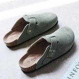 Hot Popular Men's Closed Toe Cork Slippers Mule Clogs Cork Sandals For Men Split Leather Garden Slides Cork
