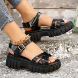 Breakj High Heels Gladiator Sandals Woman Open Head Sexy Block Heel Platform Shoes Summer Buckle Size 35-43 Women