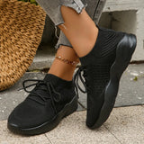 Breathable Knitted Sports Shoes for Women 2024 Spring New Plus Size Low Cut Flat Casual Shoes Woman Light