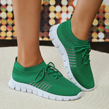 Lightweight Soft Sole Sneakers for Women Autumn Green Breathable Mesh Flats Woman Comfort Slip On Running Shoes