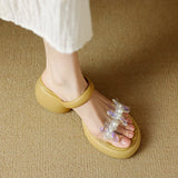 Breakj Zi Yan- -Foreign Style High With Thick With Thick Bottom Cool Slippers Female Platform Bottom Water Diamond Flower Fairy Shoes Outdoor Half