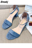 High Heel Sandals Women's Shoes Women's Summer Women's Leather Velvet Open Toe Thick Heel Buckle Bag Heel Size 34-42