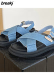 Size 35-39 Women Wedges Heel Sandals Rome High Heels Summer Shoes Woman 2023 Fashion Platform Sandal Luxury Brand