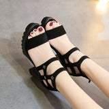 Toe Rhinestone Platform Shoes Ladies 2021 Summer Elegant Office Party High Heels Gladiator Sandals Plus Size