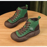 Women High Top Sneakers New Round Toe Platform Flat Casual Loafers Women Lace Up Oxford Sports Vulcanized Shoes Zapatillas