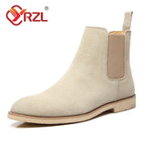 Lesther Boots Men Chelsea Boots 35-46 Fashion Brogure Pattern High-top Casual Shoes Ankle Leather British Style Men