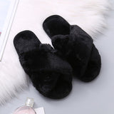 Size Woolen Slippers For Women 2024 Autumn And Winter New Flat-Bottomed Indoor And Outdoor Wear Cross Plush Cotton