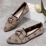 Women's Knitted Slip on Flats Breathable Comfortable Solid Color Walking Shoes Casual Pointed Toe Walking Sneakers