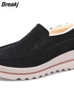 New Autumn Women Roud Toe Sneakers Faux Suede Platform Loafers Slip On Casual Moccasins Ladies Walking Shoes Driving