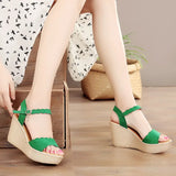 Heel Sandals Women's Summer 2023 New Style Comfortable Muffins Thick Soles Fish Mouth High Heel Waterproof Table Large Size Women's