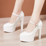 Model Catwalk High Heels Women's Waterproof Table Tip Large Size 40-43 Fine Heels Professional Single Shoes Work
