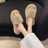 Breakj Thick-Bottomed Fur Slippers Wearing Autumn New Fashion Slope And Loose Cake Bottom-Size Cotton