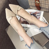 Women Flats Flock Leather Pointed Toe Solid Color Apricot Plus Small Size 31 32 33 34 Big Size 42 43 44 45 Lady Flat Heel