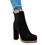 Women Ankle Boots Flock Leopard Slip On Short Boots Women's High Heels Platform Autumn Shoes Ladies Booties Retro Plus