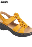 for Women's Summer 2023 Fashion Flower Round Toe Sandals Women Platform Wedge Sandals Women Roman Comfort